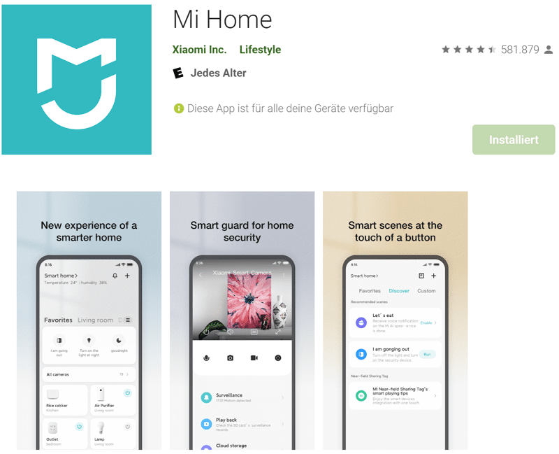 Die Xiaomi Home App steht im App Store zum Download zur Verfügung